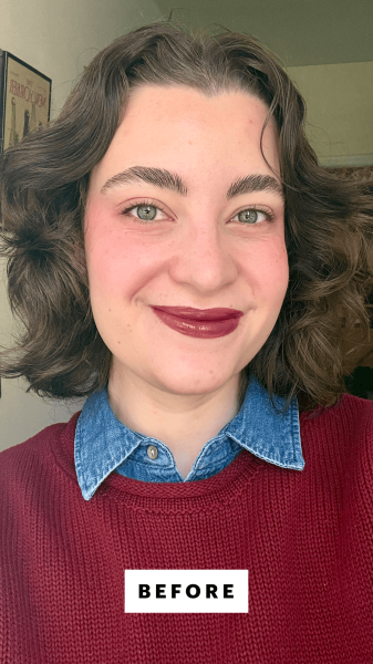 Felbin before applying the Clarins Lash  Brow Double Fix' Mascara