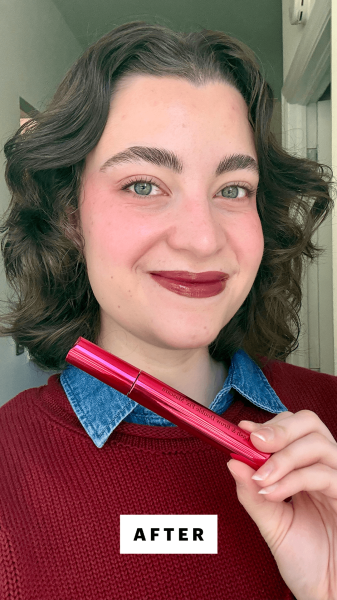 Felbin after applying the Clarins Lash  Brow Double Fix' Mascara